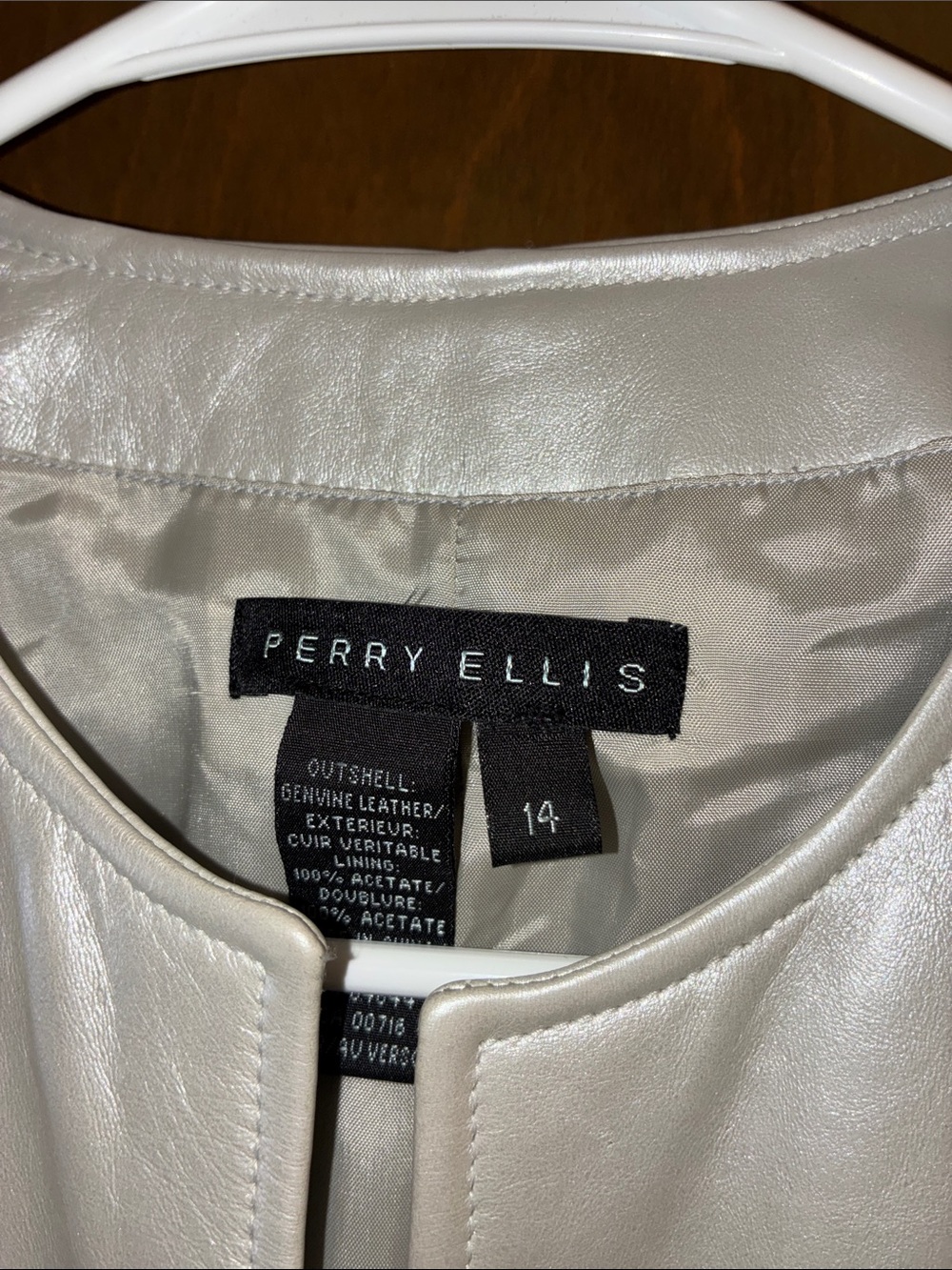 Perry Ellis Women's Ivory Leather Jacket - Picture 2 of 4
